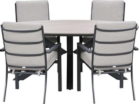 Garden Impressions Senja tuinset 5-delig sandstone - Tulli tuintafel 180x115 cm - light teak vironwood