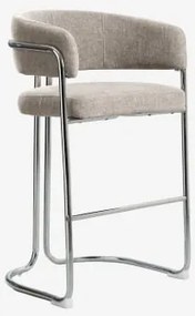 Zithoog Kruk Met Gestoffeerde Rugleuning En Ijzer Zantria ↑75 Cm & Stof Grijs – Taupe - Sklum