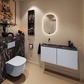 Mondiaz Ture DLux toiletmeubel 100cm clay met wastafel lava links zonder kraangat