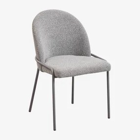 Set Van 2 Grolet Gestoffeerde Eetkamerstoelen Bouclé Gris Antracita - Sklum