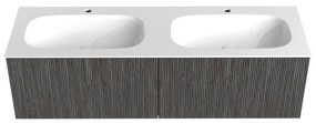 Mondiaz Kurve 150cm badmeubel shadow met 2 lades en wastafel big small dubbel 2 kraangaten