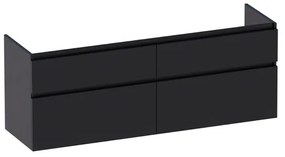 BRAUER Advance Wastafelonderkast - 160x46x60cm - 4 softclose greeploze lades - 2 sifonuitsparingen - en MFC - black wood OK-AD160BW