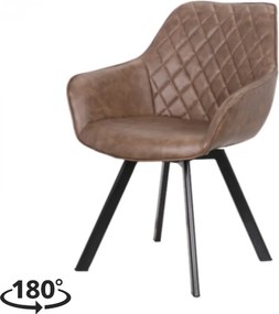 Eetkamerstoel - Ringo - Draaibaar - Lederlook bruin