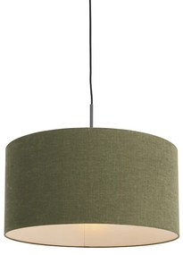 Hanglamp zwart met groene kap 50 cm - Combi 1