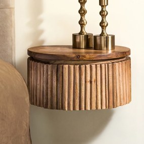 Zwevend Nachtkastje Rond Hout - 30x26x15cm.