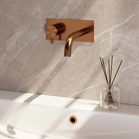 Brauer Copper Edition ColdStart wastafelkraan inbouw gebogen uitloop met achterplaat model B2 koper geborsteld PVD