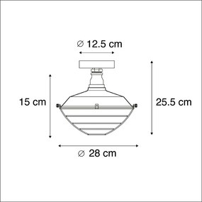 Industriële plafondlamp antiek zilver 25,5 cm - Course Industriele / Industrie / Industrial E27 rond Binnenverlichting Lamp