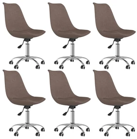 vidaXL Eetkamerstoelen draaibaar 6 st stof taupe