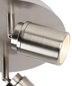 Moderne badkamer Spot / Opbouwspot / Plafondspot staal 2-lichts IP44 - Ducha Modern GU10 IP44 rond Lamp