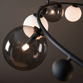 Ronde hanglamp van glas en metaal, Bullesco