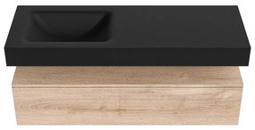 Zaro Alan badmeubel 130cm washed oak 1 lade met vrijhangende wastafel cloud links 1 kraangat urban