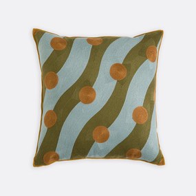 Vierkante kussenhoes 45x45 cm, linnen en geborduurd katoen, TOUMA