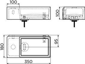 Clou New Flush 3 fontein solid surface 35cm met afvoerplaat links wit mat