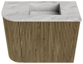 Mondiaz Joya DLux 50cm toiletmeubel ronding links dusk met wastafel faye rechts zonder kraangat glace