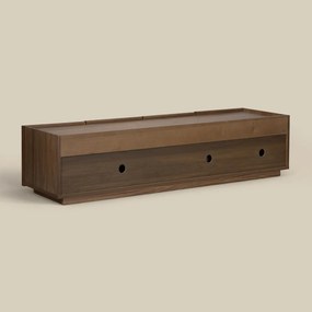 Walnoot Tv-meubel Met Stoffen Deuren 180 Cm - 180x40x40cm.