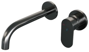Brauer Gunmetal Edition ColdStart wastafelkraan inbouw gebogen uitloop en rozetten model C1 gunmetal geborsteld PVD