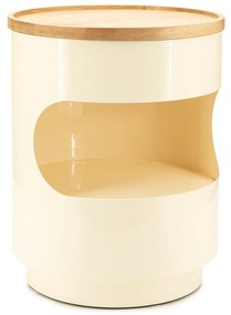 Bijzettafel Met Opberg Beige - 37 X 37cm.
