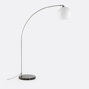 Booglamp in staal, marmer en acryl, Bowata