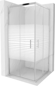 Mexen Rio vierkante douchecabine 90 x 90 cm, witte strepen, chroom - 860-090-090-01-20