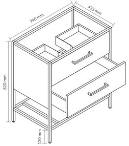 Differnz Industrial onderkast 75cm bruin