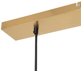 Art deco hanglamp messing met roze glas 3-lichts - Pallon