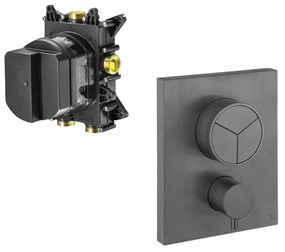 Crosswater Crossbox douchekraan - met inbouwdeel - thermostatisch - geschikt voor 3 functies - push - leisteen SW927994 SW408404