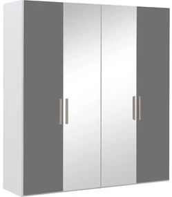 Goossens Kledingkast Easy Storage Ddk, Kledingkast 203 cm breed, 220 cm hoog, 2x glas draaideur en 2x spiegel draaideur midden