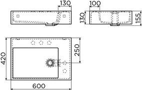 Clou Flush wastafel solid surface 60cm wit mat