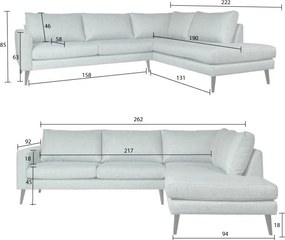 Hoekbank - Aster - links - stof Side blauwgrijs 142