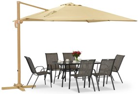Siena 3x3m houtachtige tuinparasol met beige hoes Garden Point