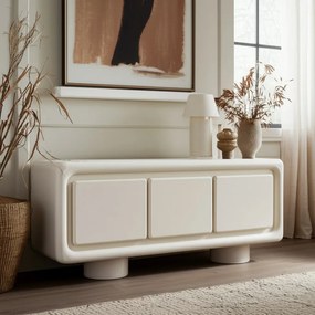 Wit Dressoir Organisch Betonlook - 183x47x82cm.