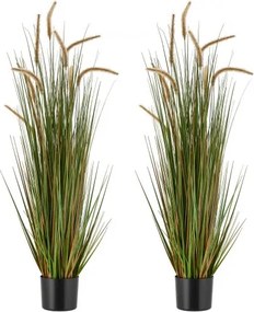 VEVOR Kunstgras Plant, 2-Pack 1194 mm Paardenstaart Rietgras in Pot, PVC Kunstplant, Kunstmatige Groene Planten, Struiken voor Huis, Tuin, Kantoor, Kamerdecoratie, Housewarming Party, Groen
