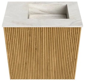 Mondiaz Joya DLux 40cm toiletmeubel oak met wastafel faye rechts zonder kraangat ostra