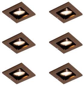 Set van 6 Moderne inbouwspot donkerbrons verstelbaar - Qure