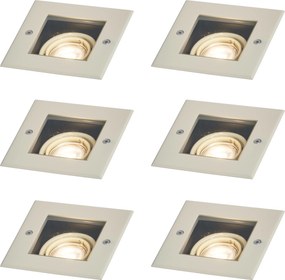 Set van 6 moderne grondspots beige GU10 50mm draai- en kantelbaar IP65 - Oneon