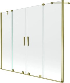 Mexen Velar Duo badwand 2-delige schuifbare 180 x 150 cm, transparant, goud - 896-180-000-02-50