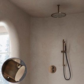 Saniclear Antique Stripes Pro inbouw regendouche rond met 20cm hoofddouche, plafondarm en glijstang verouderd messing