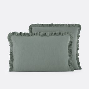 Effen kussensloop in tetra, met volant, Kumla