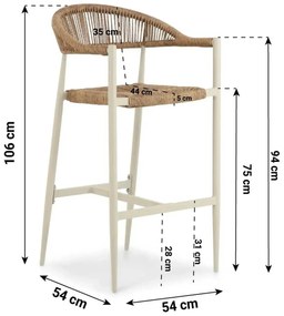 Barstoel Aluminium/rope Taupe-naturel-bruin De Laan Granada