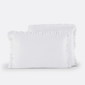 Effen kussensloop in tetra, met volant, Kumla