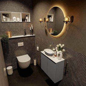 Mondiaz Fowy toiletmeubel 60cm dark grey met antraciete waskom links zonder kraangat