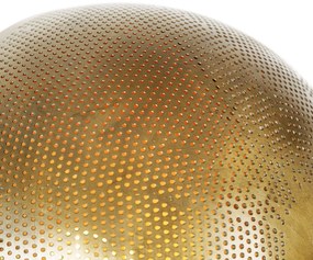 Industriële vloerlamp brons met hout verstelbaar - Haicha