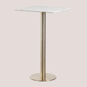 Vierkante hoge bartafel in terrazzo (60x60 cm) Malibu WIT & Champagne - Sklum