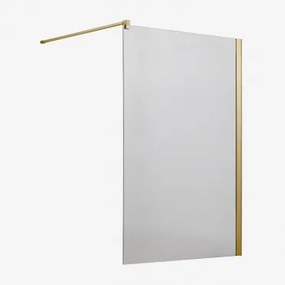 Vaste Douchewand Met 8 Mm Gehard Glas En Bristol Aluminium Geborsteld Goud & Transparant & 120 X 195 Cm - Sklum