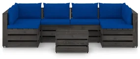 vidaXL 7-delige Loungeset met kussens grijs geïmpregneerd hout