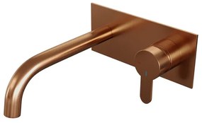 Brauer Copper Edition Wastafelmengkraan inbouw - gebogen uitloop links - hendel plat smal - afdekplaat - model D 1 - PVD - geborsteld koper 5-GK-004-B4