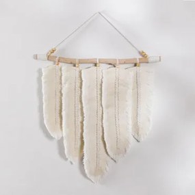 Terevaka Wandtapijt Van Hout En Katoen Gebroken Wit - Sklum