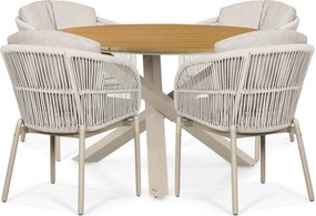 Tuinset 4 personen 125 cm Rope Zand/Beige Lifestyle Garden Furniture Monaco/Ancona