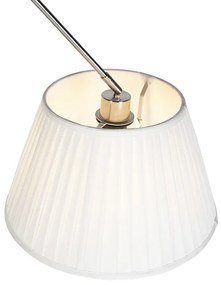 Hanglamp staal met plisse kap crème 35 cm - Blitz