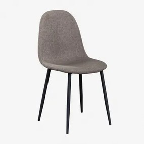 Set Van 4 Glamm Eetkamerstoelen Zwart & Linnen Grijs – Taupe & Linnen - Sklum